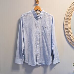 TED BAKER Notip Button-Up Linen Blend Men's Shirt Blue Size 3 (M) NWT